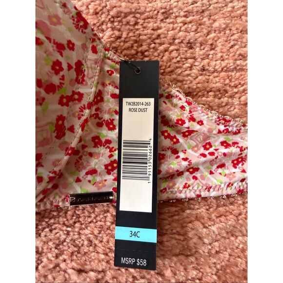 NWT Tahari Intimates Rose Dust Floral Underwire Padded Bra 34C - Picture 2 of 4